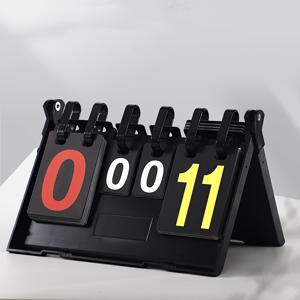 재사용 가능한 플립 스코어보드 1개, 점수 카운터 및 시간대 추적기 포함 - 농구, 축구, 테니스, 탁구, 배구, 당구에 적합한 다용도 점수 기록기 - 토너먼트, 심판, 코치용 휴대용 플라스틱 점수판