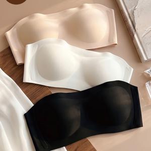 3pcs 세트 탈착식 어깨 스트랩 듀얼 유스 언더와이어 프리 브레이스 얇은 하프 컵 클럽 웨어 미끄럼 방지 한국 일본 스트랩리스 여름 란제리 여성용 얇은 푸쉬업 심리스 반도우 캐미솔 여름