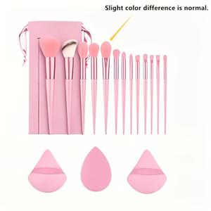 17pcs 고품질 전문가용 메이크업 브러쉬 세트 (메이크업 브러쉬 13개, 퍼프 2개, 메이크업 에그 1개, 보관 가방 1개 포함), 부드럽고 푹신한 파운데이션 브러쉬, 컨투어 브러쉬, 여성을 위한 최고의 선물, 미용 니즈 충족, 생일 선물