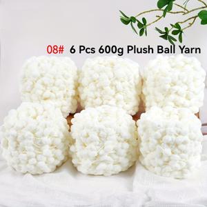 6개입 600g 펠렛 실 - 니틀 뜨개질 및 코바늘용 셔닐 실, DIY 공예, 아미구루미, 모자, 담요, 러그, 쿠션용 멀티컬러 플러시 볼 - 침대보, 핸드백 액세서리용 수제 실