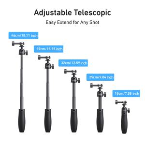 TELESIN, 미니 셀카봉 3.0, 액션 6용 삼각대, 액션 6/5 Pro/4용, 액션 카메라 셀카봉, Gopro Hero 13/12용, 접이식, X5/X4/ 삼각대용, 어댑터 베이스 브래킷 포함, 360도 회전 핸드헬드 폴, 카메라 마운트