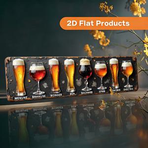 2D 평면, 2D 평면 디자인 맥주 시음 간판 유럽 스타일 장식품, 거품과 독특한 텍스트 패턴이 있는 다양한 맥주잔, 바, 거실, 레스토랑, 호텔 및 기타 장소에 적합하며 할로윈, 옥토버페스트와 같은 축제에도 적용 가능, 2D 평면