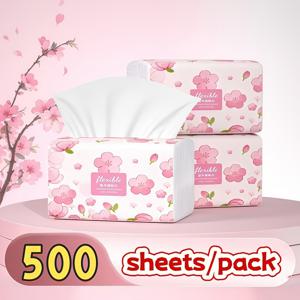 500매 대용량 5중 두꺼운 엠보싱 냅킨 - 천연 비건 우드 펄프, 높은 흡수력 & 내구성, 주방, 욕실, 가정, 여행, 사무실 및 기숙사 사용에 적합, 기숙사 필수품, 고급스러운 냅킨 디자인, 튼튼한 종이 냅킨, 1팩