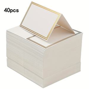 40개 메뉴 카드, 웨딩 테이블 장식용, 흰색 빈 텐트 이름 카드, 금박 엣지, 연회, 예약된 좌석, 할로윈, 크리스마스 행사 및 파티 용품 할로윈 & 크리스마스에 적합