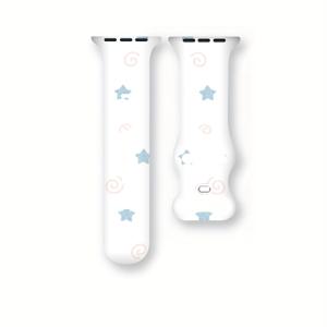 Apple 스마트 워치 스트랩 | Apple Iwatch용 디자인 | /2/3/4/5/6/7/8/9/10/11/Ultra/Se 및 사이즈 38/40/41/42/44/45/49mm에 적합 | 별 패턴의 흰색 배경 | 스포츠 웨어 | 남녀공용 | 편안하고 부드러움 | 완벽한 선물 선택 | 내구성