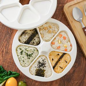 6-in-1 삼각 스시 롤 몰드, 다중 슬롯 주먹밥 성형 몰드, 식품 등급 스시 제작 도구, 집에서 만드는 도시락에 적합, 육각형 주먹밥으로 가족 일상 샌드위치 빠르게 준비
