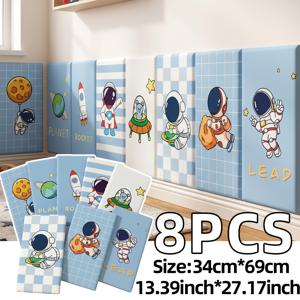 어린이용 충돌 방지 헤드보드 쿠션 8개 세트, 자체 접착식 벽 스티커, 흡음 벽 패널, 방음 벽 패드, 홈 데코, 귀여운 패턴, 3D 효과가 있는 도톰한 디자인의 부드러운 패딩 벽 데칼, 간편한 설치, 침실 또는 헤드보드 장식용으로 완벽, 할로윈