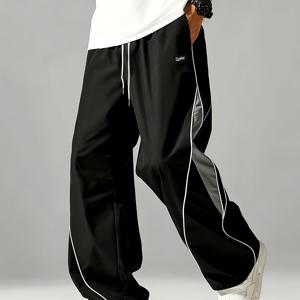 남성용 루즈핏 팬츠 S-2XL - 빈티지 아메리칸 스타일 와이드 트라우저, & 루즈핏 커트, 기계 세탁 가능, 캐주얼 아웃도어웨어, 헬스장, 일상용으로 적합 - 봄/가을/여름 바지