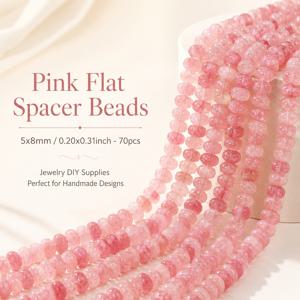 DNFMFJD DIY 주얼리 비즈용 70개입 - 구멍 있는 5x8mm 아이스 크랙클 비즈, /팔찌, 목걸이용 크랙클 질감 플랫 주판 비즈, | /핸드메이드 액세서리 및 선물 만들기용 크랙클 비즈