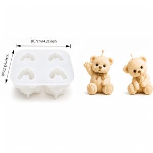 3D 보우타이 실리콘 몰드, 내구성 좋은 재사용 가능 앉는 곰돌이 몰드, 양초 레진 에폭시 캐스팅 생일 파티 선물 장식