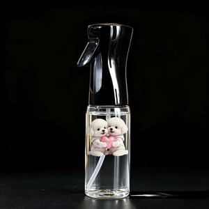 1개 귀여운 2개 흰색 강아지 패턴, 재사용 가능한 스프레이 병 200ml 대용량, 누수 방지 및 무독성 - 청소, 정원 가꾸기, 헤어 스프레이, 알코올, 식물용 - 세제, 알코올 물티슈 호환 - 가정, 살롱, 사무실, 농장 사용에 적합