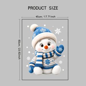 45cm X 60cm 크리스마스 정전기 흡착식 창문 데칼 1개, 대형 크리스마스 눈사람 유리 스티커, 가정용 창문, 침실, 학교, 레스토랑, 회사 및 기타 연말 파티 용품 장식용, 분위기 연출용 장면 연출 도어 데칼, 전체 시트 정전기 흡착식 창문 데칼, 간편한 부착