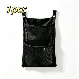 Hanging Mesh 수납 정리 가방 9.84 X 15.75인치 이중 포켓 통기성 벽걸이 가방 다용도 옷장 RV 욕실 침대 옆 수납 선반, 튼튼한 접이식 가방, 양말 수건 장난감 머리띠 세면도구 소품 보관에 적합