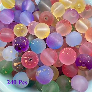 120개/240개, 8mm/0.3인치 유리 프로스트 골드 파우더 더블 피스 라운드 비즈 스파터 비즈 수제 비즈 재료 팔찌 목걸이 추가