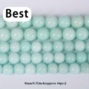 천연석 구슬 블루 아마조나이트 라운드 루즈 스페이서 마노석 구슬 4mm 6mm 8mm 10mm 12mm, 한 줄당 약 88/58/44/36/30개, 팔찌, 목걸이, 귀걸이, 발찌, 열쇠고리, 펜던트, 구슬 체인, DIY 주얼리 제작 및 수공예 장식용으로 이상적