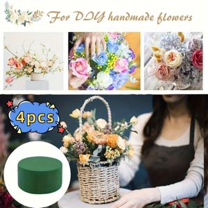 4개 대형 듀얼용도 습식/건식 플로랄 클레이 블록 - 신선한 & 인공 꽃, DIY 결혼식 및 파티 장식, 생동감 있는 부케, 센터피스, 홈 어레인지먼트용 라운드 플라워 머드