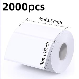 내유성 강력 접착제 흰색 자체 접착식 라벨 스티커 40x30mm 10롤, 롤당 200개. M221\M110\\M120\M220\B3S\B11 휴대용 프린터와 호환. 학교, 가정, 주소, 슈퍼마켓, 바코드 인쇄용 라벨에 적합
