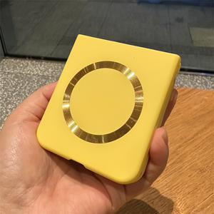휴대폰 케이스 - Y2K 캔디 컬러 솔리드 피부 친화적 무광 CD 패턴 마그네틱 폰 케이스 (삼성 갤럭시 Z 플립 7 6 5 4 3 지원), 무선 충전 지원, 트렌디한 무광 폴딩 보호 백 커버