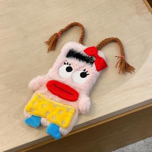 폰 케이스: 귀여운 브레이드 플러시 접이식 폰 케이스, 삼성 갤럭시 Z 플립 7/6/5/4/3 호환, 따뜻한 플러시 소녀용 접이식 폰 케이스