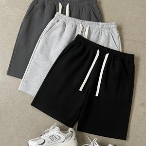 3피스 - 남성 여름 신상 루즈핏 캐주얼 운동 반바지, 짐 반바지, 비치 팬츠, 탄성 드로스트링 허리 밴드 디자인 - 조절 가능한 드로스트링 허리, 옆면 포켓 - 휴대 및 보관에 편리, 니트 원단 - 흡습성 및 통기성