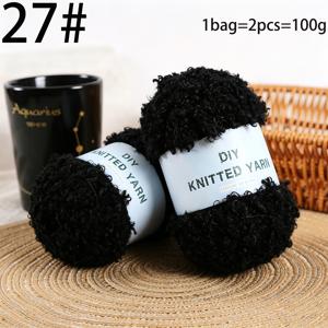 100G/2개 컬리 얀, 푹신한 질감 핸드 얀 볼, 헤어, 스카프, 스웨터, 모자용 코바늘 실, 부드럽고 피부 친화적, 여름 신상