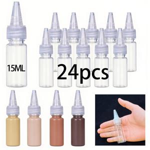 노즐 병 24개 세트, 15ml 플라스틱 병, 소형 디스펜서 병, 안료병, 에센셜 오일병, 액체 디스펜서, 안료 디스펜서, 에센셜 오일 디스펜서용