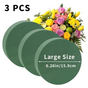 3세트 대형 녹색 원통형 플로럴 폼 (6.2 X 6.2 X 1.6In), 고밀도 폼 블록, 플로리스트, 졸업식, 파티, 플로럴 도구, 웨딩 장식 용품, 수공예 부케 장식, 원예 도구에 적합