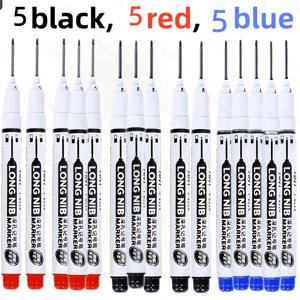 15개입 긴머리 마커 (검정색 5개, 빨간색 5개, 파란색 5개) 30mm 깊은 구멍 정밀 가는 팁 잉크 펜 빨간색/검은색/파란색 다기능 드로잉 펜, 목공/공예/욕실 장식용, 플라스틱/목재/유리/금속 다중 재료에 적합