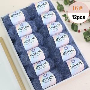 알파카 모헤어 실 12다발 - DIY 뜨개질 및 코바늘용 - 스카프, 목도리, 스웨터, 상의, 재킷, 장갑, 양말 등 | 고급스러운 질감 | 부드럽고 따뜻하며 편안함, 보풀 방지, 총 300g, 12다발 * 25g