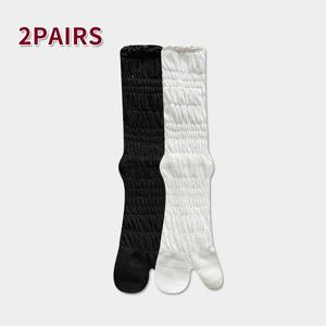 여성용 리넨 스타일 투토 양말 2켤레, 롱 크루 슬라우치 양말, 여름용 얇은 속이 빈 레이스 분리형 양말, 여성용 버블토 오픈탑 투토 양말