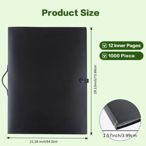퍼즐 보관 폴더 20x28인치, 바인더 키퍼 케이스 1000피스 직소 퍼즐 정리함, 70cmx50cm 대용량 퍼즐 보관 앨범북 내부 12페이지 24개 작품 수납, 페인팅 및 퍼즐 수집가용 두꺼운 PP 휴대용 보관 바인더 보관함 및 정리함 미술 공예 수납함, 스크랩북킹 수납함