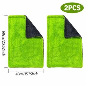 2개입, 1200 GSM 초고밀도 대형 차량 건조 타월 (SUV 및 트럭용) - 대형 양면 극세사 천 (40 X 60Cm); 빠른 건조, 내구성, 전문가용; 높은 흡수력, 스크래치 방지, 세탁기 사용 가능; 차량, SUV에 적합