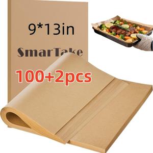 100+2개입 22.9Cm X 33.0Cm 미 bleached 사전 재단된 양모 베이킹 페이퍼, 베이킹, 랙, 빵 스팀 및 케이크, 오븐, 에어프라이어, 전자레인지 사용