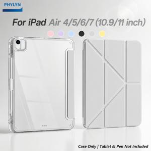 3+Y 접이식 펜 슬롯 아크릴 보호 케이스, iPad 10/11세대(A16), Air 4/5/6/7/8(10.9/11인치), 5/6/7/8/9세대(9.7/10.2인치), Mini 6/7 Pro 11/12.9인치, Air 13용. 스마트 슬립/웨이크 지원, 각도 조절 스탠드, 펜슬 무선 충전 호환