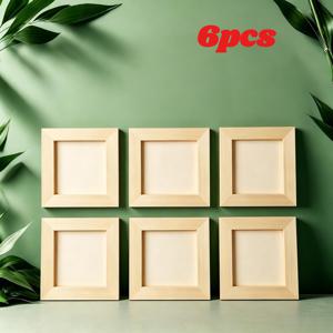 6개 15.24x15.24cm 미완성 소나무 캔버스 보드, 정사각형 빈 나무 페인팅 패널, 공예, 미술 프로젝트, 페인팅, 불꽃 조각, 홈 데코, 목공에 적합