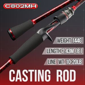 SEASIR SYNCO 탄소 루어 낚싯대 6'-8' (1.83-2.43M), 긴 캐스트 캐스팅 로드, 6-10Kg 고강도, 세라믹 가이드 링, 바다/강물 겸용 낚싯대