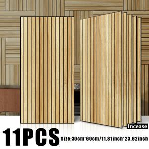 30X60Cm 3D 레리프 우드 그레인 격자 자가 점착 벽 패널/스티커, 엠보싱 3D 텍스처, 실제 나무 격자 느낌 재현, 두꺼운 쿠션 레이어 충돌 방지 방음, 방수 및 방유 워셔블