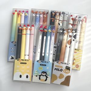 28개 동물 스타일 젤 펜 세트 0.5mm 속건성 블랙 펜 창의적인 강아지 고양이 새 사슴 앵무새 말 펭귄 디자인 필기구 학용품 작은 선물