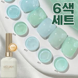 민트 맘보 밀키 시럽 젤네일 6종 세트 청량한 민트 블루그린 컬러 맑고 투명한 발색 손이 화사해 보이는 여름 셀프네일