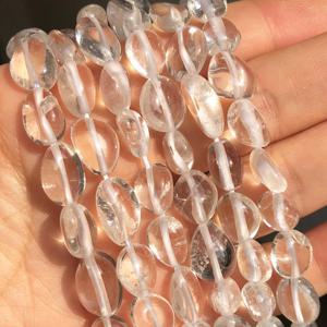 1줄 천연 클리어 쿼츠 비즈, 8-10mm 불규칙한 라운드 스톤 스페이서 비즈 DIY 주얼리 만들기용, 패션 팔찌 목걸이 귀걸이 공예 재료, 매끄러운 루즈 스페이서 비즈