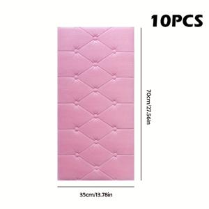 10개 세트 27.56 x 13.78인치 5mm 두께 3D 입체 충격방지 벽지, XPE 소재, 간편 접착 방수 방습 소프트 패키지 스티커, 침실, 거실, 복도 벽 장식용 박스 포장