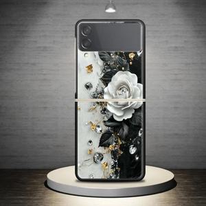 폰 케이스: 블랙 앤 화이트 패션 로즈 하드 커버 케이스, 갤럭시 Z 플립4 Z 플립3 Z 플립5 Z 플립6 Z 플립 5G용