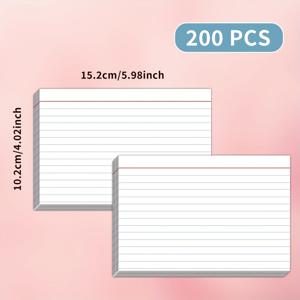 2가지 스타일 단면 인덱스 카드 100/200매, 102X152mm/76X127mm 고품질 무나무 종이, 학습 노트의 시각적 정리 적합