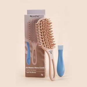 WANMEI 물결 오픈워크 컬링 빗, 곱슬머리용 헤어 케어 정전기 방지 스타일링 빗, 선물 상자 포함, 모든 헤어 타입에 적합, 젖은 머리와 마른 머리 모두 사용 가능, 풍성한 스타일링을 위한 물결 곱슬 머리카락 연출, ABS 플라스틱 손잡이, 통기성 및 방진 기능, 세척이 용이함