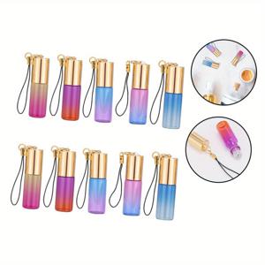 3개 그라데이션 롤러볼 병, 0.17Oz 유리 롤러볼 병, 보관, 랜덤 색상, 향수 및 에센셜 오일에 적합, 참이 포함된 미니 롤러볼 병 포함, 봄과 여름 나들이 및 여행에 매우 적합