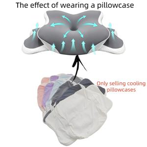 나비 목 베개 커버, 여름 냉각 베개 커버, 사이즈 60X40X13 Cm. 세탁기 사용 가능 및 닦아 사용 가능, 알레르기 물질 없음. 인체공학적 디자인의 오리지널 베개 커버, 간편한 제거 및 청소를 위한 숨겨진 지퍼 장착