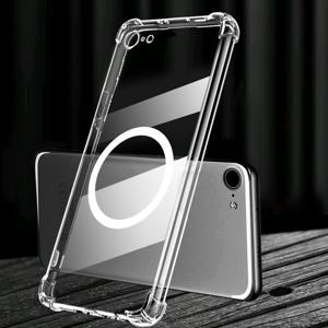 아이폰 SE 2022/2020, XR, XS Max / 아이폰 7/8 Plus / 6/6S Plus용 네 귀퉁이 낙하 방지 마그네틱 휴대폰 케이스, 두꺼운 미끄럼 방지 충격 흡수 풀커버 렌즈 TPU 소프트 케이스, 마그네틱 링 보호 커버 포함