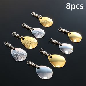 수정형 스피너 베어링 스피너베이트 8개 세트 - 혼합 사이즈, 더블 사이즈 팩 - 루어 스피너베이트 액세서리, 낚시용 스피너베이트 - 골든/실버리 이중 색상, 홈이 파진/매끄러운 표면 - DIY 소형 액세서리