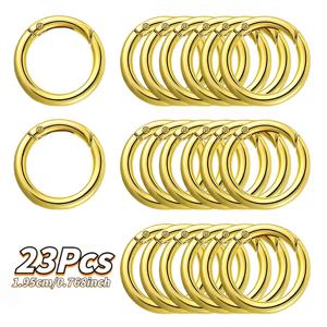 23개 금속 스프링 열쇠고리 - 1.95mm 금속 O링 퀵 릴리즈 후크 - 내구성 있는 둥근 걸쇠, DIY 지갑 제작, 열쇠고리, 휴대폰 랜야드 및 견장용으로 적합, DIY 지갑 제작 용품