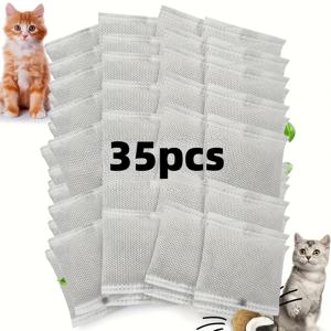 개별 포장된 탈취용 활성탄 35개, 휴대용, 고양이 화장실용, 냄새 흡수 및 탈취 공기 정화용 활성탄, 자동 청소형 화장실용 활성탄, 고양이 화장실 냄새 필터 교체 , 고양이 변기 냄새 제어용 교체 부품, 냄새 흡수를 위한 자동 고양이 화장실에 적합